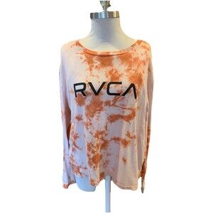 RVCA Orange Coral Tie Dye Top Shirt Women's Medium Surf Skate Street Graffiti
